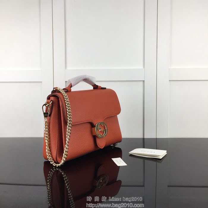 GUCCI古馳 新款 專櫃品質 原單 510302 橙色 鏈條 手提 單肩 斜挎包HY1352